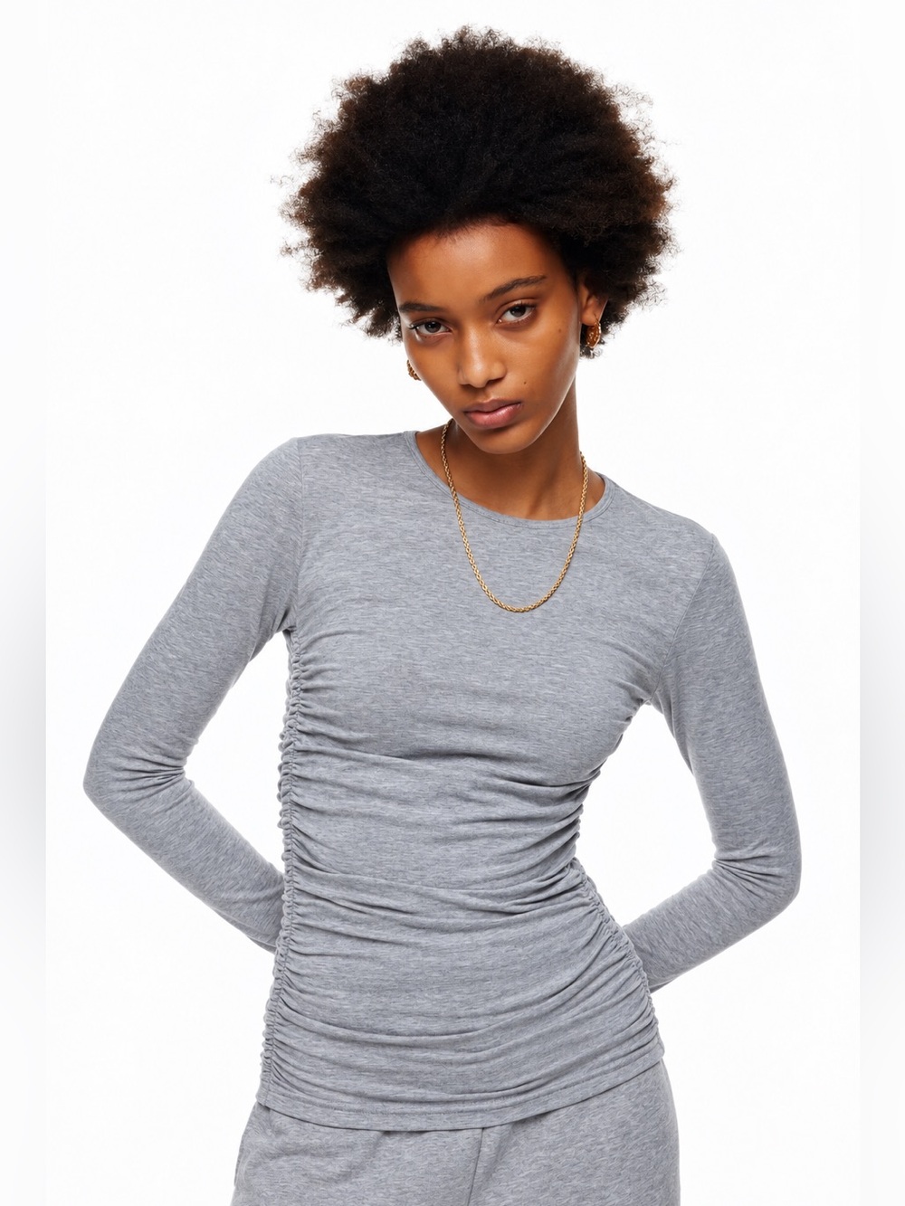Aritzia Tna Chill Malibu Longsleeve Top Size Large Grey